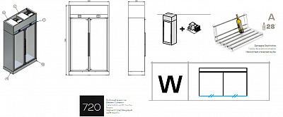 ШКАФ ВИННЫЙ ENOFRIGO WINE LIBRARY 20 2P WALL H260 P60 VT W ЧЕРНЫЙ + ВЫНОС. АГРЕГАТ + ПОЛКИ A