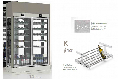 ШКАФ ВИННЫЙ ENOFRIGO WINE LIBRARY 20 2P 4V H2600 P60 VT A1WE2HU5 ЦВЕТ 873, ПОЛКИ K