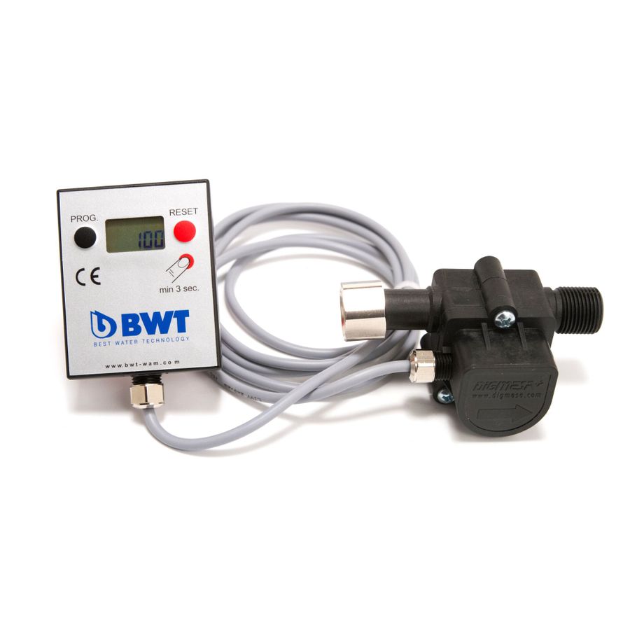 Счетчик расхода воды с LCD дисплеем, FM 3/8“ x M 3/8“,арт.812195/812136