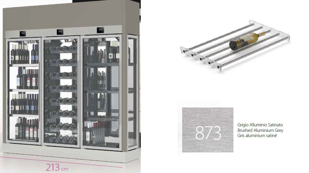 ШКАФ ВИННЫЙ ENOFRIGO WINE LIBRARY 20 4V 3P H2200 VT E СЕРЫЙ+ПОЛКИ T